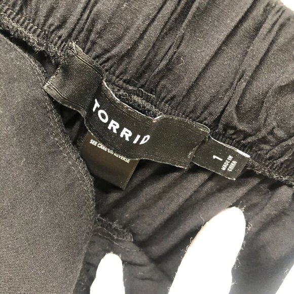 Torrid Pull On Wide Leg Pant Womens 1X Black Lyocell Blend High Rise - Picture 6 of 8